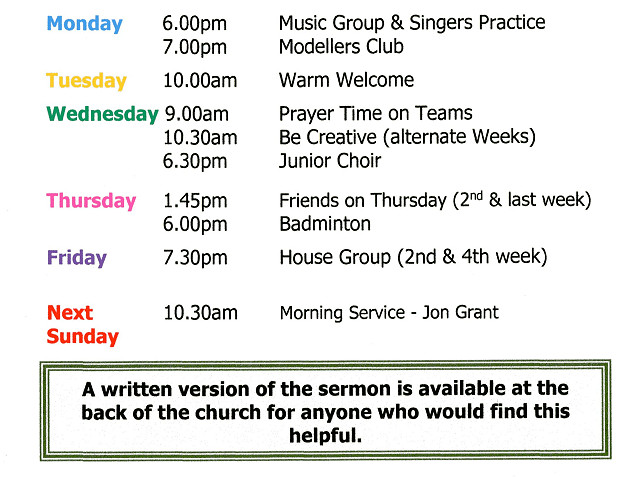 Diary for week beginning 3rd May 2026.