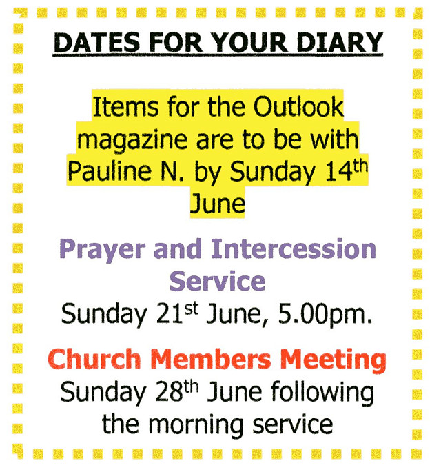 Dates for your Diary.