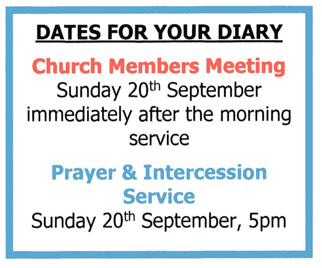 Dates for your Diary.