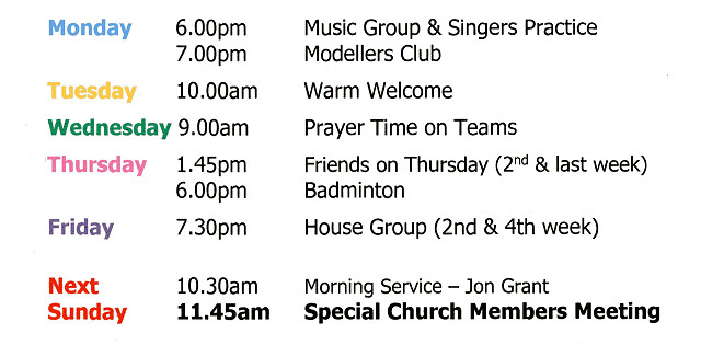 Diary for week beginning 18th October 2026
