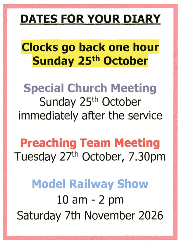 Dates for your Diary.