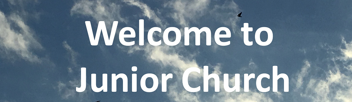 welcome to junior church text on bright blue background